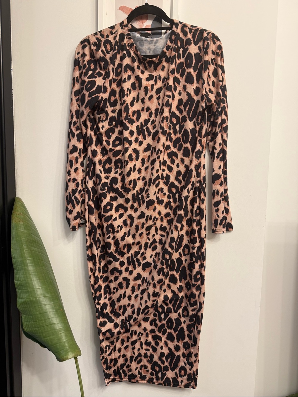 Missguided Leopard Print Long Sleeve Bodycon Dress - Pink